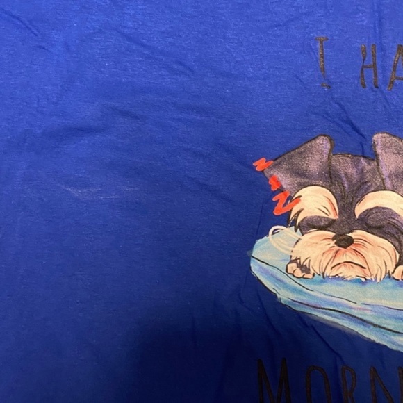 I hate Mornings Dog Fruit Of The Loom Blue T-Shirt Women’s Size 2XL - Picture 8 of 12